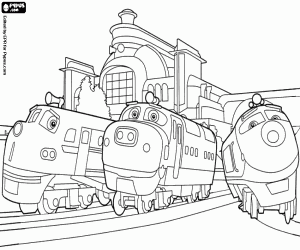 Coloriage Locomotives à la gare de Chuggington