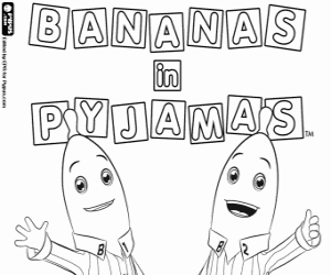 Coloriage Logo de Bananes en Pyjama