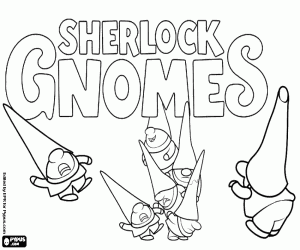 Coloriage Logo de Sherlock Gnomes avec les gnomes