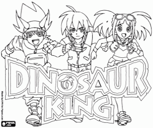 Coloriage Logo Dinosaur King et protagonistes