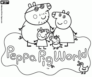 Coloriage Logo du Parc Peppa Pig World