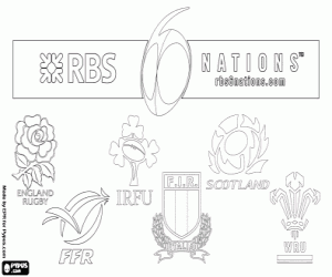 Coloriage Logo des Six Nations de Rugby