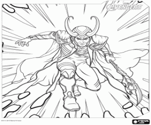 Coloriage Loki, ennemi des Vengeurs