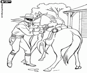 Coloriage Lone Ranger et son cheval