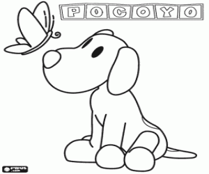 Coloriage Loula le chien et le papillon