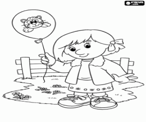 Coloriage Lucy avec un ballon