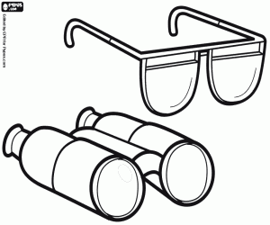 Coloriage Lunettes et jumelles pour voyager