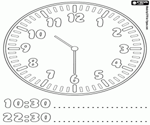 Coloriage L’horloge dit qu’il est dix heures et demie