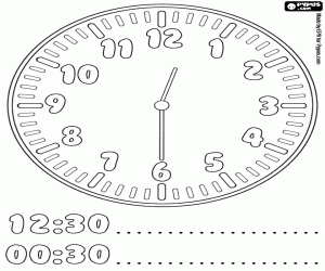 Coloriage L’horloge, il est douze heures et demie