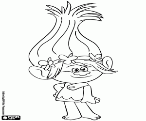Coloriage L’optimiste Poppy, le troll leader