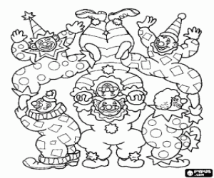 Coloriage L’équilibrage des clowns