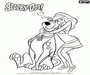 Coloriage L’étreinte de Daphné à Scooby-Doo