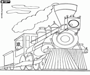 Coloriage Le machiniste à la locomotive à vapeur