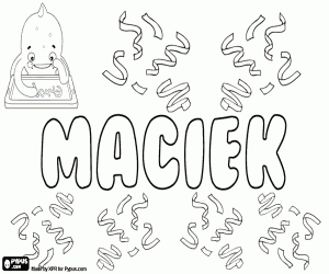 Coloriage Maciek, prénom masculin polonais