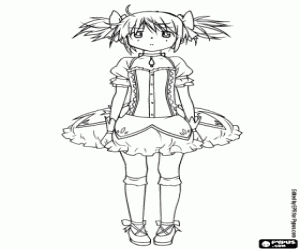 Coloriage Madoka Kaname, personnage d'anime