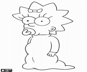 Coloriage Maggie Simpson avec sa tétine