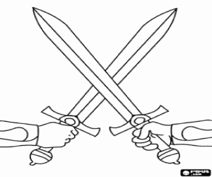 Coloriage Mains dans un duel avec épées