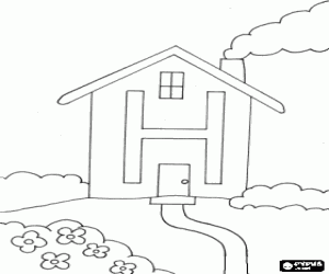 Coloriage La maison avec le H dans la façade
