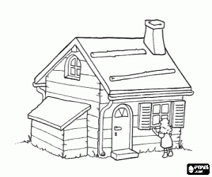 Coloriage La maison de la forêt et la petite fille