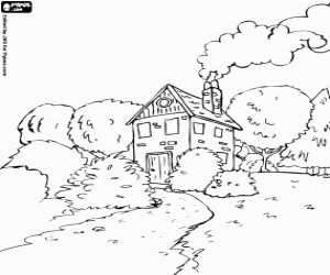 Coloriage La maison de l'ours dans la forêt