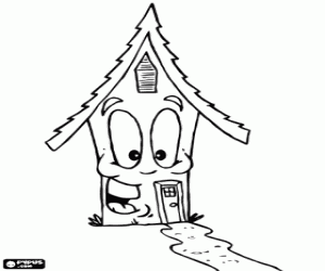 Coloriage La maison souriante et le chemin d'accès
