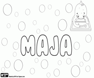 Coloriage Maja, nom dans plusieurs langues
