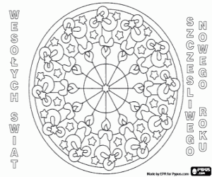 Coloriage Mandala avec des bougies en polonais