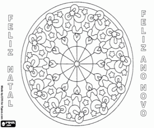 Coloriage Mandala avec des bougies en Portugais