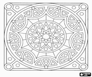 Coloriage Mandala avec cercle dans un carré