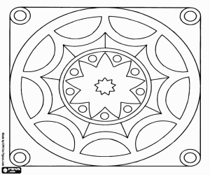 Coloriage Mandala en carré arrondi