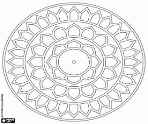 Coloriage Mandala circulaire avec pétales de fleurs