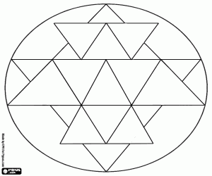 Coloriage Mandala circulaire avec un yantra