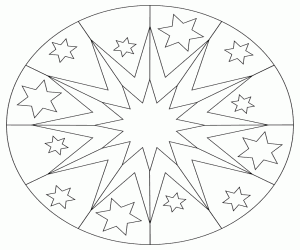 Coloriage Mandala circulaire avec des étoiles