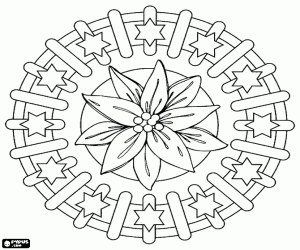 Coloriage Mandala de Noël avec une poinsettia