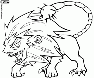 Coloriage Manticore, une bête mythique