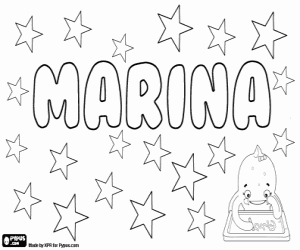 Coloriage Marina, nom dans plusieurs langues