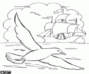 Coloriage Marins et des mouettes
