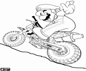 Coloriage Mario Bros sur une moto