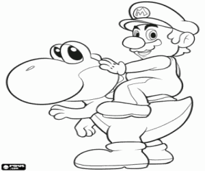 Coloriage Mario et Yoshi
