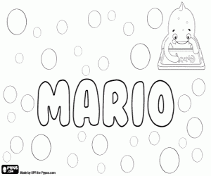 Coloriage Mario, nom dans plusieurs langues