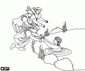 Coloriage Le Marquis se noie dans la rivière