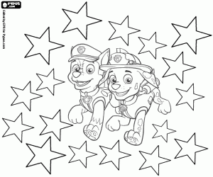 Coloriage Marshall et Chase à Noël, PAW Patrol