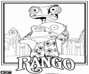 Coloriage La mascotte Rango dans le Far West