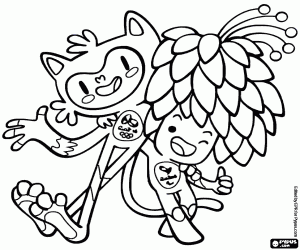 Coloriage Mascottes olympiques de Rio 2016