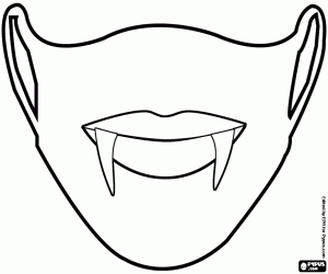 Coloriage Masque avec bouche de femme vampire