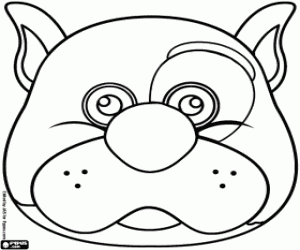 Coloriage Masque de chien. Masque de bouledogue