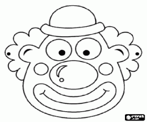Coloriage Masque de clown avec petit chapeau
