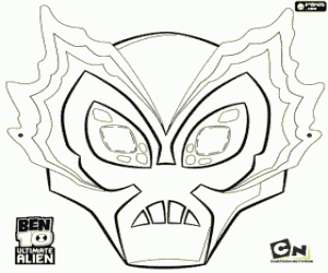 Coloriage Masque de Glacial. Ben 10 Ultimate Alien 