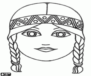 Coloriage Masque de jeune femme indienne