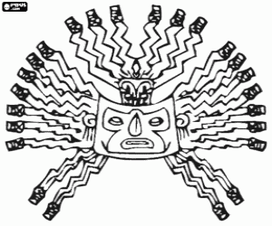 Coloriage Le masque de l'inca Dieu Inti